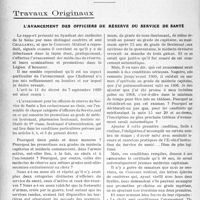 4011 - Page 3912 - Partie professionnelle, Hygiène, Assistance, Mutualité, Intérêts corporatifs, Variétés. Travaux Originaux. L'avancement des officiers de réserve du service de santé [G. Duchesne]