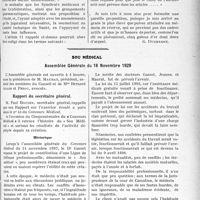 4012 - Page 3913 - Partie professionnelle, Hygiène, Assistance, Mutualité, Intérêts corporatifs, Variétés. Travaux Originaux. L'avancement des officiers de réserve du service de santé [G. Duchesne] / Sou Médical. Assemblée Générale du 18 Novembre 1929. Rapport du secrétaire général / Historique
