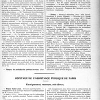 4024 - Page 3925 - Partie professionnelle, Hygiène, Assistance, Mutualité, Intérêts corporatifs, Variétés. Faculté de médecine de Paris. Enseignement et actes de la Faculté / Hôpitaux de l’assistance publique de Paris. Enseignement, concours, avis divers