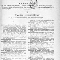 4042 - Page 3939 - Table des matières contenues dans le «concours médical». Année 1929. Partie Scientifique