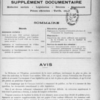 4090 - Page 5001 - Supplément documentaire. Médecine sociale - Législation - Décrets - règlements – Pièces officielles - Tarifs, etc / Sommaire