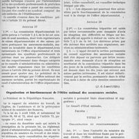 4096 - Page 5007 - Médecine sociale – Législation – Décrets – Règlements – Pièces officielles – Tarifs, etc. Décrets. Assurances sociales. Décret du 30 mars 1929 portant règlement d'administration publique pour l’application de la loi du 5 avril 1928 sur les assurances sociales / Organisation et fonctionnement de l’Office national des assurances sociales