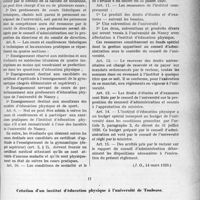 4128 - Page 5039 - Syndicats. Décrets. Education physique. Création d’un institut d’éducation physique à l'université de Nancy / Création d’un institut d’éducation physique à l’université de Toulouse