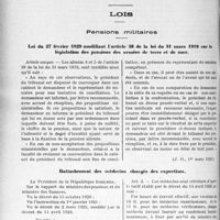 4133 - Page 5044 - Syndicats. Décrets. Enseignement de la médecine. Traitements et classes du personnel enseignant des facultés des universités des départements. Décret du 20 avril 1929 / Lois. Pensions militaires. Loi du 27 février 1929 modifiant l’article 38 de la loi du 31 mars 1919 sur la législation des pensions des armées de terre et de mer / Rattachement des médecins chargés des expertises