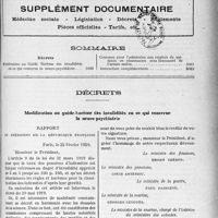 4138 - Page 5049 - Supplément documentaire. Médecine sociale - Législation – Décrets - Règlements – Pièces officielles – Tarifs, etc / Sommaire / Décrets. Modification au guide-barème des invalidités en ce qui concerne