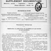 4174 - Page 5081 - Supplément documentaire. Médecine sociale - Législation - Décrets – Règlements –Pièces officielles - Tarifs, etc / Sommaire / Pensions Militaires. Modification au guide-barème des invalidités en ce qui concerne la neuro-psychiatrie