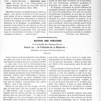 0052 - Page 51 - Partie professionnelle, Hygiène, Assistance, Mutualité, Intérêts corporatifs, Variétés. Travaux Originaux. La page sans médecine / Autour des théâtres. A la Comédie des Champs-Elysées. Knock ou « le Triomphe de la Médecine ». Comédie en 3 actes de Jules Romains, (Reprise)