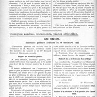 0053 - Page 52 - Partie professionnelle, Hygiène, Assistance, Mutualité, Intérêts corporatifs, Variétés. Travaux Originaux. Autour des théâtres. A la Comédie des Champs-Elysées. Knock ou « le Triomphe de la Médecine ». Comédie en 3 actes de Jules Romains, (Reprise) / Comptes rendus, documents, pièces officielles. Sou médical. Assemblée générale ordinaire du 16 Novembre 1930