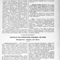 0064 - Page 63 - Partie professionnelle, Hygiène, Assistance, Mutualité, Intérêts corporatifs, Variétés. Faculté de médecine de Paris. Enseignement et actes de la Faculté / Hôpitaux de l’assistance publique de Paris. Enseignement, concours, avis divers