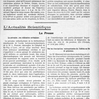 0104 - Page 103 - Partie scientifique. Travaux Originaux. Le chlorure de calcium dans les maladies de l'enfance, par le Dr Boulanger-Pilet. Antisérique / Anticlasique / L’Actualité Scientifique. La Presse. La percaine, son utilisation urologique [(La Clinique, n° 14-8 juin 1930.)] / Sur les évacuations extemporanées de l’utérus en fin de grossesse [(Gazette d’accouchement de Montpellier, 1er juillet 1930.)]