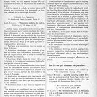 0112 - Page 111 - Partie scientifique. L’Actualité Scientifique. Les Livres. Eléments de diagnostic des maladies des enfants, par Dr Mathilde, Librairie J.-B. Baillière et fils, Paris / Traitement moderne des varices, par Louis Humbert, Librairie Le François, Paris, 1930 / Les hémorroïdes et leur traitement, par R. Bensaude et P. Oury, L’Expansion scientifique française, Paris / Les livres qui viennent de paraître.