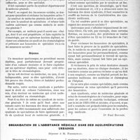 0116 - Page 115 - Partie professionnelle, Hygiène, Assistance, Mutualité, Intérêts corporatifs, Variétés. Travaux Originaux. L'Actualité professionnelle. Médecins spécialistes et assurances sociales [Dr Paul Boudin] / Organisation de l’assistance médicale dans des agglomérations urbaines [Dr Houssiaux]