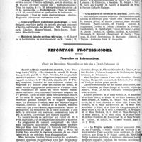 0133 - Page 132 - Partie professionnelle, Hygiène, Assistance, Mutualité, Intérêts corporatifs, Variétés. Hôpitaux de l’assistance publique de Paris. Enseignement, concours, avis divers / Reportage professionnel. Nouvelles et Informations, (Voir les Dernières Nouvelles en tête des « Demi-Colonnes »). Société médicale des médecins alsaciens / Le Progrès médecin