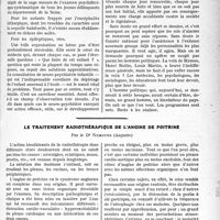 0162 - Page 161 - Partie scientifique. Travaux Originaux. L’état actuel des consultations de neuro-psychiatrie infantile, par le Dr Gilbert Robin / Le traitement radiothérapique de l’angine de poitrine, par le Dr Nemours