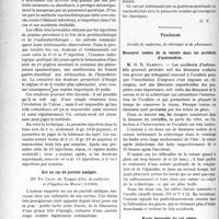 0175 - Page 174 - Partie scientifique. L'Actualité Scientifique. Les Sociétés Savantes. Paris. Les injections sous cutanées de pepsine dans l’ulcère de l’estomac, (Soc. de thérapeutique de Paris ; 8-10-1930) / Sur un cas de pustule maligne, (Soc. de médecine et d’hygiène du Maroc ; 3-1930) / Toulouse. Société de médecine, de chirurgie et de pharmacie. Blessures isolées de la cornée dans les accidents d’automobile / Kyste dermoïde du col utérin