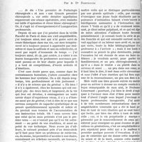 0187 - Page 186 - Partie professionnelle, Hygiène, Assistance, Mutualité, Intérêts corporatifs, Variété. Travaux Originaux. L’Actualité professionnelle. Une grande première de « pathologie chirurgicale » « impressions de lecture », par le Dr Dartigues