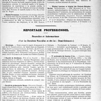 0208 - Page 207 - Partie professionnelle, Hygiène, Assistance, Mutualité, Intérêts corporatifs, Variété. Hôpitaux de l’assistance publique de Paris. Enseignement, concours, avis divers / Reportage professionnel. Nouvelles et Informations, (Voir les Dernières Nouvelles en tête des « Demi-Colonnes »). Nécrologie [Dr Chmiélewski, Dr Laurent Antony, Dr Clais, Dr Dufour, Dr Edouard Candenaule, Dr Puéchavy] / Faculté de Bordeaux / Faculté de médecine de Nancy / Ve centenaire de Jeanne d’Arc