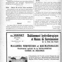 0221 - Page 220-LXXIV - Correspondance. Questions médico-militaires. Passage dans la deuxième réserve démission / Durée du service d’un sursitaire / Fiscalité. Patente sur le garage d’une voiture ne servant pas à l’exercice de la médecine