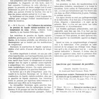 0261 - Page 260 - Partie scientifique. L’Actualité Scientifique. Les Thèses. De l’influence des variations de pression du liquide céphalo-rachidien sur la température du corps, par Dr J. Saucet (Paris, Librairie Louis Arnette, 1930.) / De quelques signes avant-coureurs des tuberculoses évolutives, par Dr M. Thison (Éditions médicales N. Maloine, Paris, 1930.) / Les livres qui viennent de paraître.