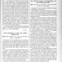 0328 - Page 327 - Partie scientifique. L’Actualité Scientifique. Les Sociétés Savantes. Paris. Les opérations chirurgicales chez les cardiaques, (Société de chirurgie ; 26-11-1930.) / Ascite foudroyante au cours d’une cirrhose latente du foie, (Soc. méd. des hôp. de Paris ; 17-10-1930.) / Sur l’évolution clinique et la thérapeutique d’un cas de tétanos grave guéri, (Soc. méd. des hôp. de Paris ; 24-10-1930.)
