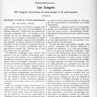 0332 - Page 331 - Partie scientifique. L’Actualité Scientifique. Les Sociétés Savantes. Lille. Société médicale et anatomo-clinique, Séance du mardi 25 novembre 1930. Un cas de disjonction prononcée de la symphyse pubienne / Les Congrès. VIIIe Congrès international de dermatologie et de syphiligraphie, (Suite). Contribution à l’élude de l’eczéma professionnel, M. Oppenheim