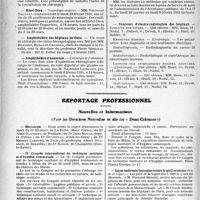 0361 - Page 360 - Partie professionnelle, Hygiène, Assistance, Mutualité, Intérêts corporatifs, Variétés. Hôpitaux de l’assistance publique de Paris. Enseignement, concours, avis divers / Reportage professionnel. Nouvelles et Informations, (Voir les Dernières Nouvelles en tête des « Demi-Colonnes »). Nécrologie [Dr Hubert, Dr Aimé Bantigny, Dr Jules Molle, Dr Duvernay, Dr Maurice Labruhe, Professeur Albert Brachet, Dr Boirin] / IIe Congrès international de technique sanitaire et d’hygiène communale / Ligue nationale française contre le péril vénérien