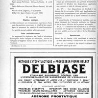 0383 - Page 382-XII - A travers l’officiel. Stations hydrominérales et climatiques / Hygiène publique / Lutte antituberculeuse / Médaille d’honneur de l’Assistance publique / Assurances sociales / Sanatoriums