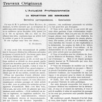 0412 - Page 411 - Partie professionnelle, Hygiène, Assistance, Mutualité, Intérêts corporatifs, Variétés. Travaux Originaux. L’Actualité Professionnelle. La répartition des honoraires. Dernières correspondances. — Conclusions [G. Duchesne]