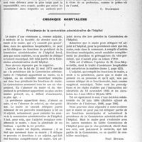 0416 - Page 415 - Partie professionnelle, Hygiène, Assistance, Mutualité, Intérêts corporatifs, Variétés. Travaux Originaux. L’Actualité Professionnelle. La répartition des honoraires. Dernières correspondances. — Conclusions [G. Duchesne] / Chronique hospitalière. Présidence de la commision administrative de l’hôpital / Hôpital - Service de Maternité – Accouchements [Dr Paul Boudin]