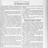 0490 - Page 489 - Partie professionnelle, Hygiène, Assistance, Mutualité, Intérêts corporatifs, Variétés. Exercice de la médecine. Les étrangers en France