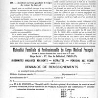 0505 - Page 502-XXXVI - Correspondance. Accidents du travail. Fracture accidentelle d’un appareil de prothèse / Accident survenu pendant le trajet de retour du travail
