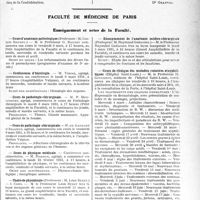 0722 - Page 719 - Partie Professionnelle, Hygiène, Assistance, Mutualité, Intérêts corporatifs, Variétés. Comptes rendus, documents, pièces officielles. Syndicat des Médecins du Médoc / Faculté de médecine de Paris. Enseignement et actes de la Faculté