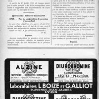 0735 - Page 732-LXXII - Correspondance. Baux et Locations. Droit à la prorogation. Prix limite du loyer / Questions médico-militaires. Pas de majoration de pension d’ascendant / Promotion au grade de médecin sous-lieutenant