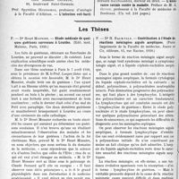 0847 - Page 844 - Partie Scientifique. L’Actualité Scientifique. Les Livres. Les livres qui viennent de paraître… / Les Thèses. Etude médicale de quelques guérisons survenues à Lourdes, par Dr Henri Monnier, (Edit. méd. Maloine, Paris, 1930.) / Contribution à l’étude de réactions méningées aiguës aseptiques, par Dr H. Balmelle, (Imprimerie de la Faculté de médecine, Jouve et Cie, éditeurs, Paris, 1930.)