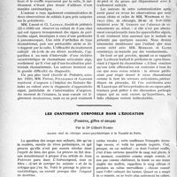 0899 - Page 896 - Partie Scientifique. Travaux Originaux. Quelques problèmes cliniques posés par la maladie de Bouillaud, par le Dr Germain Blechmann. Maladie de Bouillaud à début pseudo-appendiculaire / Les châtiments corporels dans l’éducation (Fessées, gifles et coups), par le Dr Gilbert Robin