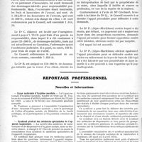0931 - Page 928 - Partie Professionnelle, Hygiène, Assistance, Mutualité, Intérêts corporatifs, Variétés. Sou médical. Extrait analytique des procès-verbaux du Conseil d'administration / Reportage Professionnel. Nouvelles et Informations. Ligue nationale d’hygiène mentale / Syndicat général des médecins spécialistes de l’appareil respiratoire