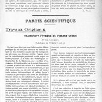 0958 - Page 955 - Propos du Jour. Les éternelles questions du Pain et du Vin [J. Noir] / Partie Scientifique. Travaux Originaux. Traitement physique du fibrome utérin, Dr Ch. Guilbert