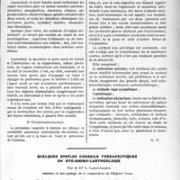 0968 - Page 965 - Partie Scientifique. Travaux Originaux. La thérapeutique dermatologique au goût du jour. Le traitement actuel de l’eczéma, d’après les travaux de MM. J. Darier et A. Tzanck ainsi que ceux de M. G. Milian / Quelques simples conseils thérapeutiques en oto-rhino-laryngologie, par le Dr I. Labarraque