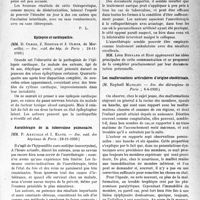 0974 - Page 971 - Partie Scientifique. L’actualité Scientifique. Les Sociétés Savantes. Paris. La rechloruration dans l’occlusion intestinale, (Société de chirurgie ; 19-11-1930.) / Epilepsie et cardiopathie, (Soc. méd. des hôp. de Paris ; 28-11-1930.) / Aurothérapie de la tuberculose pulmonaire, (Soc. méd. des hôpitaux de Paris ; 28-11-1930.) / Les malformations articulaires d’origine obstétricale, (Soc. des chirurgiens de Paris ; 6-6-1930.)