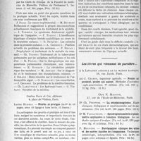 0977 - Page 974 - Partie Scientifique. L’actualité Scientifique. Les Livres. Actualités médico-chirurgicales, Masson et Cie, éditeurs, Paris / Prurits et prurigos, par Lucien Hudelo, Gaston Doin et Cie, éditeurs, Paris / Les livres qui viennent de paraître…