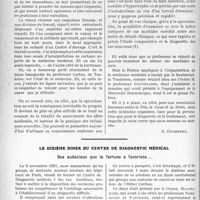 0979 - Page 976 - Partie Professionnelle, Hygiène, Assistance, Mutualité, Intérêts corporatifs, Variétés. Travaux Originaux. L’Actualité Professionnelle. Margot et Mabu, scénario de Louis Devraigne pour un film de vulgarisation médicosociale. — Les équipements sanitaires désirables et les concours qu’ils réclament. — L’hygiène et la prophylaxie organisées sous le double signe de la raison et du sentiment [G. Duchesne] / Le dixième diner du centre de diagnostic médical. Des audacieux que la fortune a favorisés… [G. Duchesne]