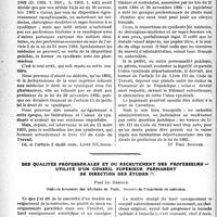 0983 - Page 980 - Partie Professionnelle, Hygiène, Assistance, Mutualité, Intérêts corporatifs, Variétés. Travaux Originaux. Chronique syndicale. Un consortium de syndicats de médecins, de chirurgiens dentistes et de sages-femmes doit-il être déclaré illégal ? [Dr Paul Boudin] / Des qualités professorales et du recrutement des professeurs — utilité d’un conseil supérieur permanent de direction des études, Paul Le Gendre