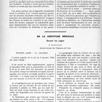 0985 - Page 982 - Partie Professionnelle, Hygiène, Assistance, Mutualité, Intérêts corporatifs, Variétés. Travaux Originaux. Chronique syndicale. Des qualités professorales et du recrutement des professeurs — utilité d’un conseil supérieur permanent de direction des études, Paul Le Gendre / De la certitude médicale. Devant les Juges, J. Camescasse