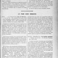 0988 - Page 985 - Partie Professionnelle, Hygiène, Assistance, Mutualité, Intérêts corporatifs, Variétés. Travaux Originaux. Chronique syndicale. De la certitude médicale. Devant les Juges, J. Camescasse / La page sans médecine