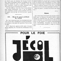 1007 - Page 1004-LXIV - Correspondance. Questions médico-militaires. Périodes d’instruction obligatoire / Blessé de guerre accidenté du travail