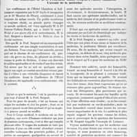 1022 - Page 1019 - Propos du jour. Sur le médecin dans la Société moderne. Une conférence de M. le Professeur Emile Sergent à l’Hôtel Chambon, L’avenir de la médecine [J. Noir]