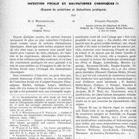 1027 - Page 1024 - Partie scientifique. Travaux Originaux. Infection focale et rhumatismes chroniques, (Exposé du problème et déductions pratiques), par R.-J. Weissenbach et François Françon. Le dogme anglo-américain de l’infection focale dans la pathogénie de certains rhumatismes chroniques