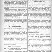 1045 - Page 1042 - Partie scientifique. L'Actualité Scientifique. Les Sociétés Savantes. Paris. Sur la transmission de la poliomyélite par la voie digestive, (Académie de médecine ; 10-2-1931.) / A propos des essais de traitement de la tuberculose par le cérium et le lanthane, (Soc. méd. des hôp. de Paris. 9-1-1931.) / Néphrite avec hyperlipoidémie, (Soc. méd. des Hôpitaux de Paris. 9-1-1931) / Un cas de névraxite poste-varicelleuse à symptomatologie cérébelleuse pure, (Soc. méd. des hôp. de Paris ; 9-1-1931.) / Un traitement nouveau des teignes de l’enfance, (Société des Médecins de Sanatorium ; 7-4-1930.)