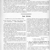 1049 - Page 1046 - Partie scientifique. L'Actualité Scientifique. Les Congrès. XXXIVe Congrès de l’Association Française de Chirurgie, Paris, 6-11 octobre 1930, (Suite). Spondylile traumatique. Maladie de Kümmell-Verneuil, MM. Froelich et Mouchet / Les Livres. Fin de Chevauchée, par André Sécheret, Les Etincelles, Paris / Le chancre mou. Symptomatologie Complications. Diagnostic. Traitement, par G. Milian, G. Doin et Cie, éditeurs, Paris
