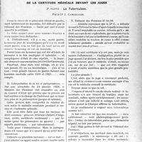 1134 - Page 1131 - Partie professionnelle, Hygiène, Assistance, Mutualité, Intérêts corporatifs, Variétés. Travaux Originaux. Loi des pensions. Pénalités pour prescriptions défectueuses ou abusives [Dr Paul Boudin] / De la certitude médicale devant les juges. 2e partie : La Tuberculose, par le Dr. J. Camescasse